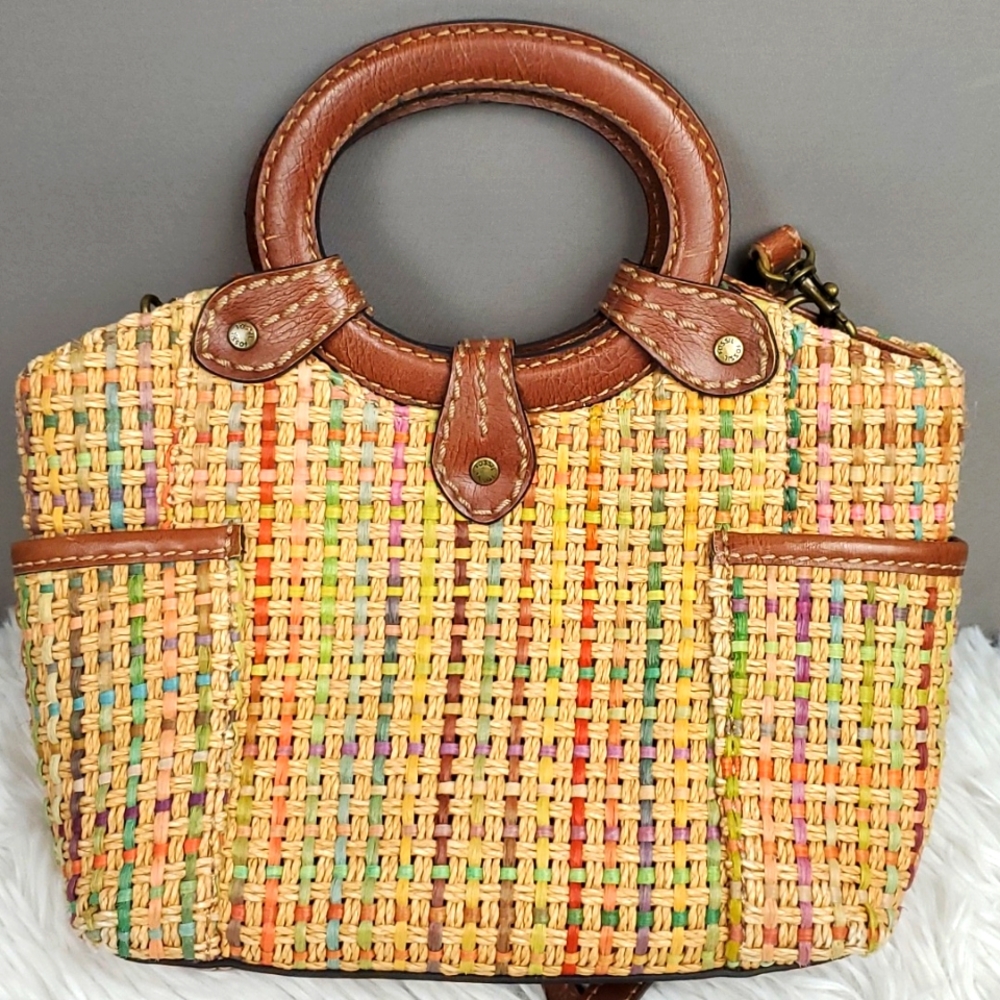 Fossil Multicolored Woven Basket Handle with Removable Shoulder Strap